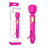 Розовый двусторонний wand-вибратор с функцией фингеринга - 26 см. - Secwell