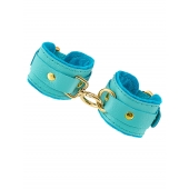 Голубые двуслойные кожаные наручники-браслеты - Pecado - купить с доставкой в Ноябрьске