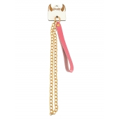 Розовый кожаный поводок с карабином для ошейника - 80 см. - Pecado - купить с доставкой в Ноябрьске