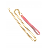 Розовый кожаный поводок с карабином для ошейника - 80 см. - Pecado - купить с доставкой в Ноябрьске