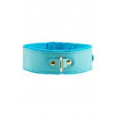 Голубой двуслойный кожаный ошейник с подкладкой из фетра - Pecado - купить с доставкой в Ноябрьске