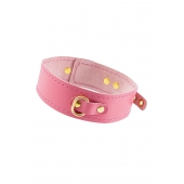 Розовый кожаный однослойный ошейник с прошивкой - Pecado - купить с доставкой в Ноябрьске