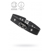 Черный чокер-ошейник со связанными кольцами на подложке - Pecado - купить с доставкой в Ноябрьске