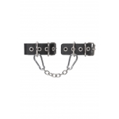 Черные кожаные наручники-браслеты из одного ремешка с люверсами - Pecado - купить с доставкой в Ноябрьске