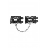 Черные кожаные наручники-браслеты из двух ремешков - Pecado - купить с доставкой в Ноябрьске