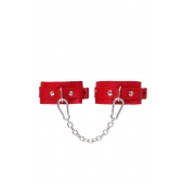 Красные кожаные узкие оковы со скруглёнными углами - Pecado - купить с доставкой в Ноябрьске