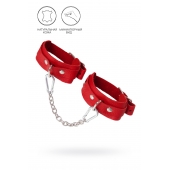 Красные кожаные узкие оковы со скруглёнными углами - Pecado - купить с доставкой в Ноябрьске