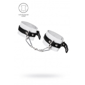 Бело-черные мягкие оковы с одним ремешком и люверсами - Pecado - купить с доставкой в Ноябрьске