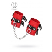 Красно-черные мягкие наручники с двумя ремешками с люверсами - Pecado - купить с доставкой в Ноябрьске