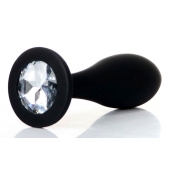 Черная анальная втулка с прозрачным кристаллом - 9,2 см. - Boys of Toys