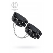 Черные кожаные оковы с двумя ремешками - Pecado - купить с доставкой в Ноябрьске