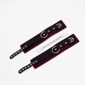 Черно-красные оковы с красной строчкой Sex - Crazy Handmade - купить с доставкой в Ноябрьске