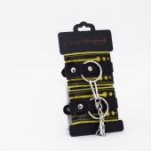 Черно-желтые кожаные наручники с жёлтой строчкой - Crazy Handmade - купить с доставкой в Ноябрьске