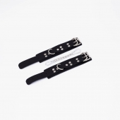 Черные кожаные наручники с регулируемыми ремешками - Crazy Handmade - купить с доставкой в Ноябрьске