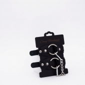 Черные кожаные оковы с кольцом - Crazy Handmade - купить с доставкой в Ноябрьске