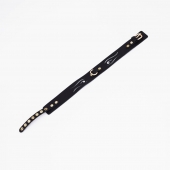 Черный кожаный ошейник с золотистой фурнитурой - Crazy Handmade - купить с доставкой в Ноябрьске