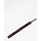 Черно-розовый кожаный ошейник с розовой строчкой - Crazy Handmade - купить с доставкой в Ноябрьске