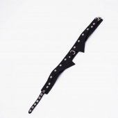 Черный однослойный кожаный ошейник с имитацией воротничка - Crazy Handmade - купить с доставкой в Ноябрьске