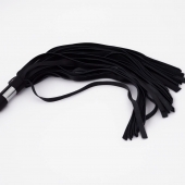 Черный кожаный флоггер со стальной ручкой - 45 см. - Crazy Handmade - купить с доставкой в Ноябрьске