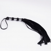 Черный кожаный флоггер со стальной ручкой - 45 см. - Crazy Handmade - купить с доставкой в Ноябрьске
