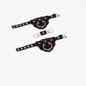 Черные наручники с золотистой фурнитурой - Crazy Handmade - купить с доставкой в Ноябрьске