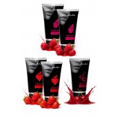 Набор из 5 съедобных лубрикантов JUJU (клубника х 2, малина х 2, вишня) - JuJu - купить с доставкой в Ноябрьске