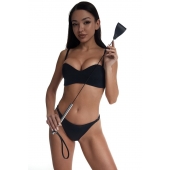 Стек с широким черным кожаным наконечником и металлической ручкой - 67 см. - Crazy Handmade - купить с доставкой в Ноябрьске