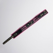 Черно-розовый ошейник с золотистой фурнитурой - Crazy Handmade - купить с доставкой в Ноябрьске