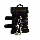 Черно-фиолетовые скругленные наручники с мягкой подкладкой - Crazy Handmade - купить с доставкой в Ноябрьске