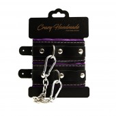 Черно-фиолетовые скругленные наручники с мягкой подкладкой - Crazy Handmade - купить с доставкой в Ноябрьске