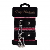 Черно-розовые скругленные наручники с мягкой подкладкой - Crazy Handmade - купить с доставкой в Ноябрьске