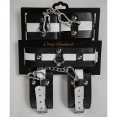 Набор фиксаторов из черной и белой натуральной кожи - Crazy Handmade - купить с доставкой в Ноябрьске