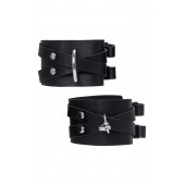 Черные кожаные оковы с двумя перекрёстными ремешками - Pecado - купить с доставкой в Ноябрьске