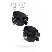 Черные кожаные оковы с двумя перекрёстными ремешками - Pecado - купить с доставкой в Ноябрьске