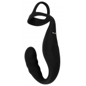 Черное эрекционное кольцо со стимуляцией промежности и анальной пробкой Cock Ring with RC Prostate Plug - Orion - в Ноябрьске купить с доставкой