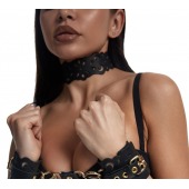 Черный ажурный чокер с золотистой фурнитурой - Crazy Handmade - купить с доставкой в Ноябрьске