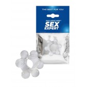 Прозрачное эрекционное кольцо с 6 стимулирующими шариками - Sex Expert - в Ноябрьске купить с доставкой