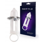 Эластичная насадка на пенис с подхватом мошонки и стимулирующими «ресничками» - Sextaz - в Ноябрьске купить с доставкой
