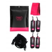 Черно-розовый эротический набор: фиксатор, оковы, наручники, повязка - Erokay - купить с доставкой в Ноябрьске