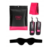 Черно-розовый эротический набор: маска, наручники и повязка - Erokay - купить с доставкой в Ноябрьске