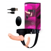 Женский страпон с 2 насадками, вибрацией и пультом ДУ - Erowoman-Eroman - купить с доставкой в Ноябрьске