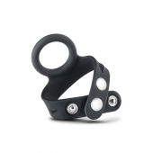 Черное эрекционное кольцо с подхватом мошонки на кнопках VS6 - Blush Novelties - в Ноябрьске купить с доставкой