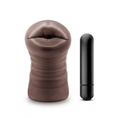 Коричневый мастурбатор-ротик Krystal Vibrating Masturbator - Blush Novelties - в Ноябрьске купить с доставкой