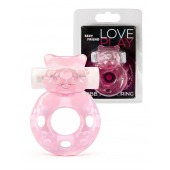 Розовое эрекционное виброкольцо в форме мишки - 1137 - в Ноябрьске купить с доставкой