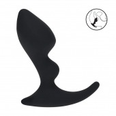 Черная анальная пробка для массажа простаты Double Ripple Silicone Prostate Massager - Shots Media BV - в Ноябрьске купить с доставкой