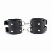Черные кожаные оковы с двумя пряжками - БДСМ Арсенал - купить с доставкой в Ноябрьске