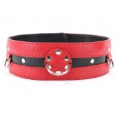 Черно-красный кожаный ошейник увеличенного размера - БДСМ Арсенал - купить с доставкой в Ноябрьске