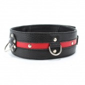 Черно-красный кожаный ошейник увеличенного размера с кольцом - БДСМ Арсенал - купить с доставкой в Ноябрьске
