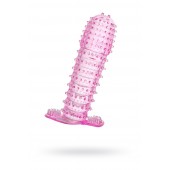 Гелевая розовая насадка с шипами - 12 см. - Toyfa Basic - в Ноябрьске купить с доставкой