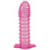 Гелевая розовая насадка с шипами - 12 см. - Toyfa Basic - в Ноябрьске купить с доставкой
